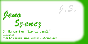 jeno szencz business card